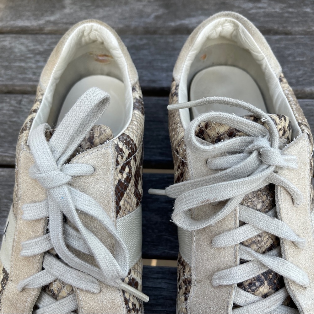 Coach Reina Snakeskin Sneakers Leather And Suede Lace Up Tan Brown Size 8 - Picture 6 of 11